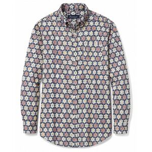 Vintage 70s Obermeyer Wind Shirt Men's Floral Daisy Pullover Button Up Blue L